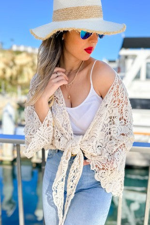 FLORAL CROCHET CARDIGAN COVER UP