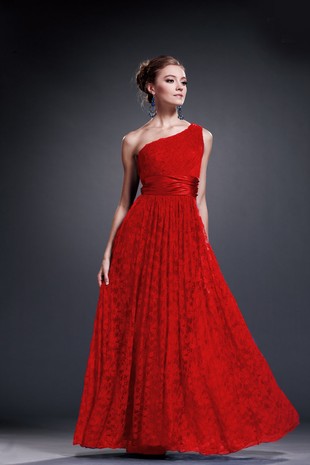 ONE SHOULDER ALL OVER LACE GOWN