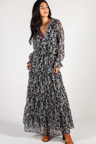 PAISLEY PRINT MAXI DRESS