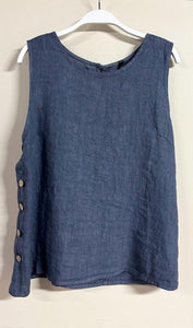 LINEN TANK TOP WITH SIDE BUTTON