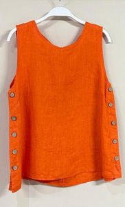 LINEN TANK TOP WITH SIDE BUTTON