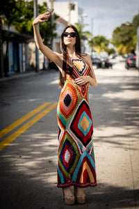 Rose Psychedelic Hand Made Crochet Dress