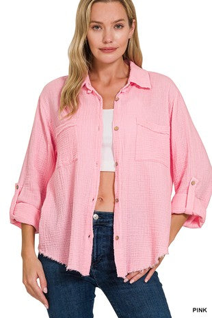 BUTTON DOWN ROLL UP LONG SLEEVE