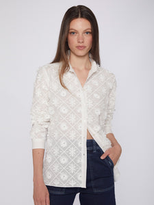 EMBROIDERED FLOWER L/S BLOUSE TOP