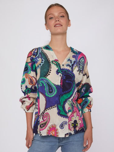 MAXINE PAISLEY PRINT SILKY TOP