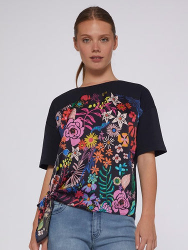 HAND PAINTED SILK T-SHIRT TOP