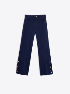 GABRIELLA NAVY GOLD BUTTON PANTS