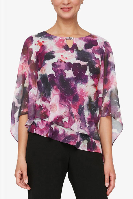 PLUM DOUBLE TIER BLOUSE TOP