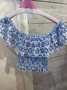 FLOWER EYELET CROP TOP