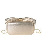 CHAMPAGNE SATIN BIG BOW CLUTCH