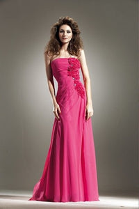 CLASSIC CHIFFON DRESS WITH FLORAL APPLIQUE