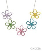 COLORFUL CRYSTAL FLOWERS NECKLACE