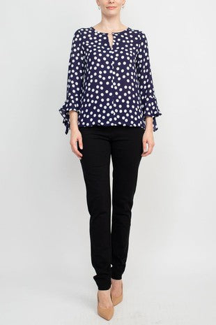 DOT PRINT CREPE TOP