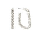 SILVER RECTANGLE HOOPS
