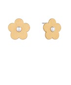 GOLD AND PEARL FLOWER EARRINGS