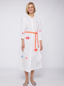 AMINIA WHITE LINEN DRESS