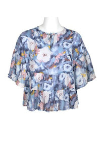 FLOUNCE SLEEVE CHIFFON TOP