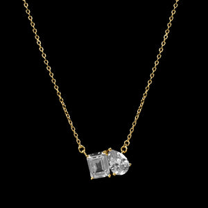 PEAR AND SQUARE 'DIAMOND" NECKLACE