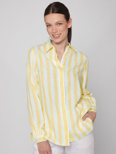 GINGER YELLOW LINEN STRIPE  SHIRT