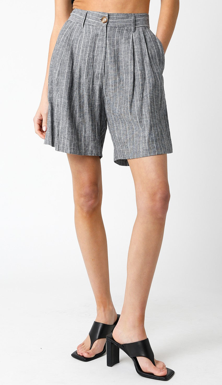 HAILEY STRIPED LINEN SHORTS