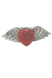 STRETCH CRYSTAL HEART WING RING