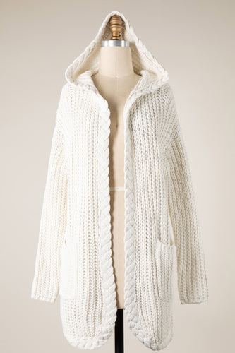 HOODIE CABLE KNIT CARDIGAN