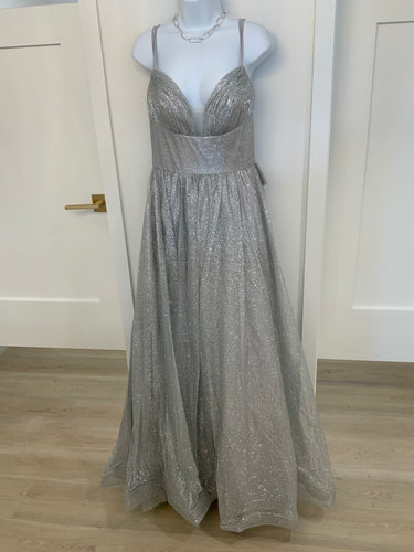 SILVER GLITTER BALL GOWN