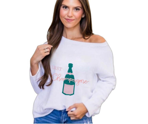 "BUT FIRST CHAMPAGNE" SWEATER