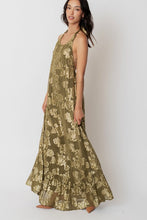 OLIVE GOLD HALTER DRESS