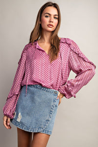 BUBBLEGUM POLKA DOT TOP