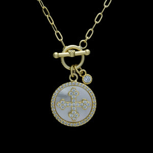 MOTHER OF PEARL CROSS NECKLACE