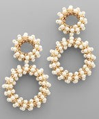 PEARL CHAIN WRAPPED CIRCLE EARRINGS