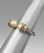SILVER DOUBLE PEARL RING