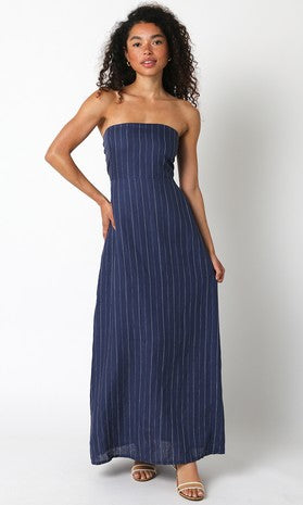 PIN STRIPED NAVY DRESS