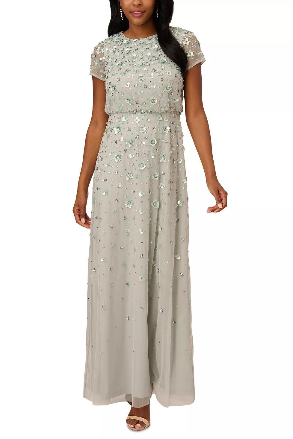 FROSTED SAGE FLORAL GOWN