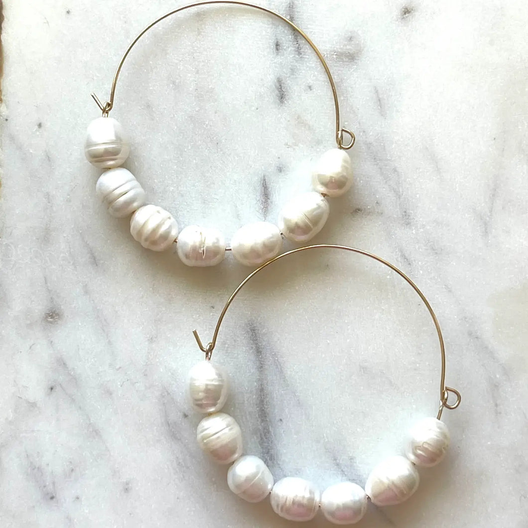 SAYLE PEARL HOOP EARRINGS