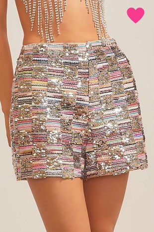 TWEEDY SEQUINED SHORTS