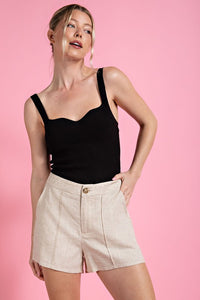 WOVEN LINEN POCKET HIGH WAIST