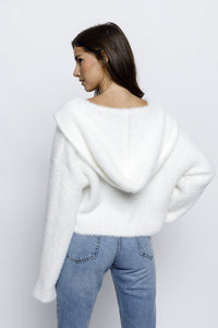 FUZZY CROPPED CARDIGAN SWEATER