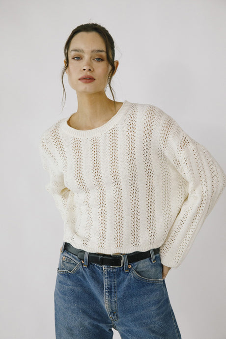 LASER CUT KNIT PATTERN SWEATER