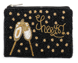 "CHEERS" BEADED COIN POUCH