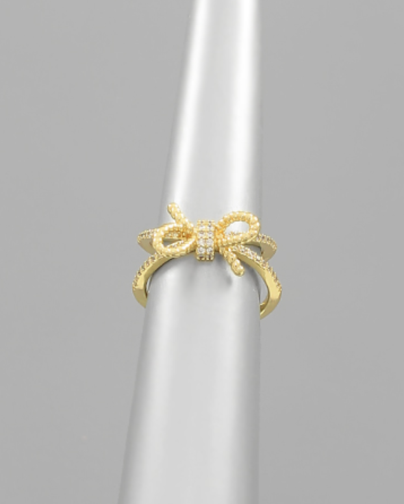 DOUBLE LAYER GOLDEN BOW RING