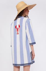 STRIPED KAFTAN MINI DRESS