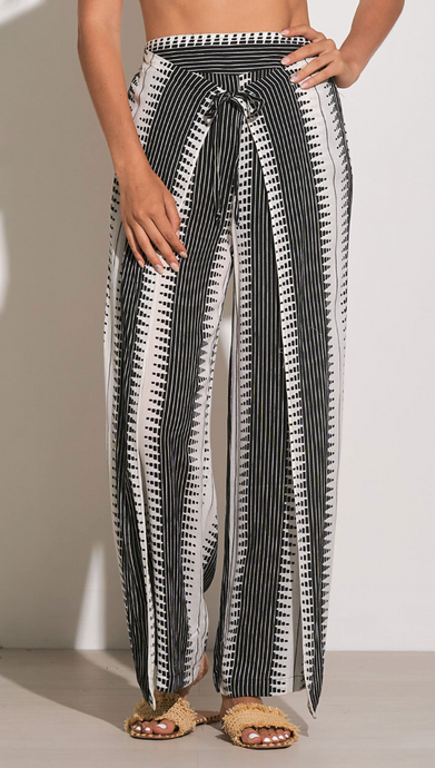 SPIKE STRIPED WRAP PANTS