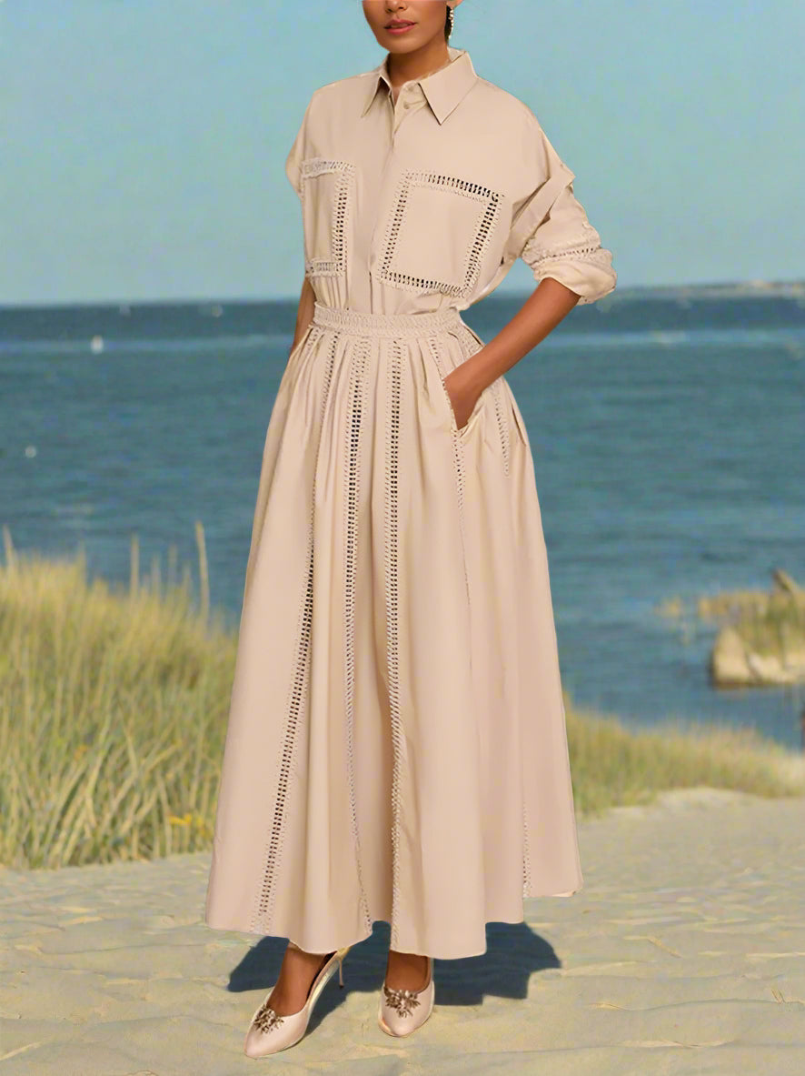BETHEL EMBROIDERED TOP AND SKIRT SET