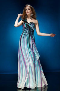 WAVY MULTICOLORED MAXI DRESS WITH ONE SHOULDER DETAIL