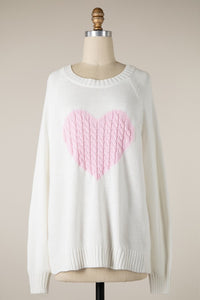 CABLE KNIT HEART SWEATER