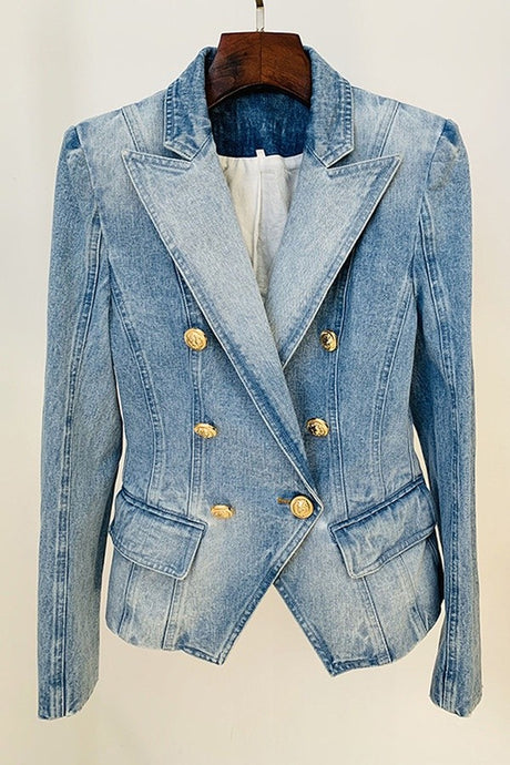 DOUBLE-BREASTED DENIM BLAZER