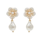 Flower and Baroque Pearl Drop Earrings