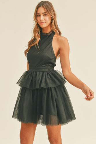 CASSIE TULLE HALTER DRESS